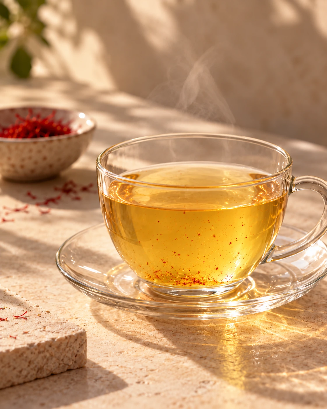 Enjoy the moment: Enjoy the bold flavor as very fine saffron flecks become visible in your cup.